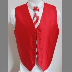 New Sz M Red Formal Tuxedo Mens Polyester #22J Suit Vest